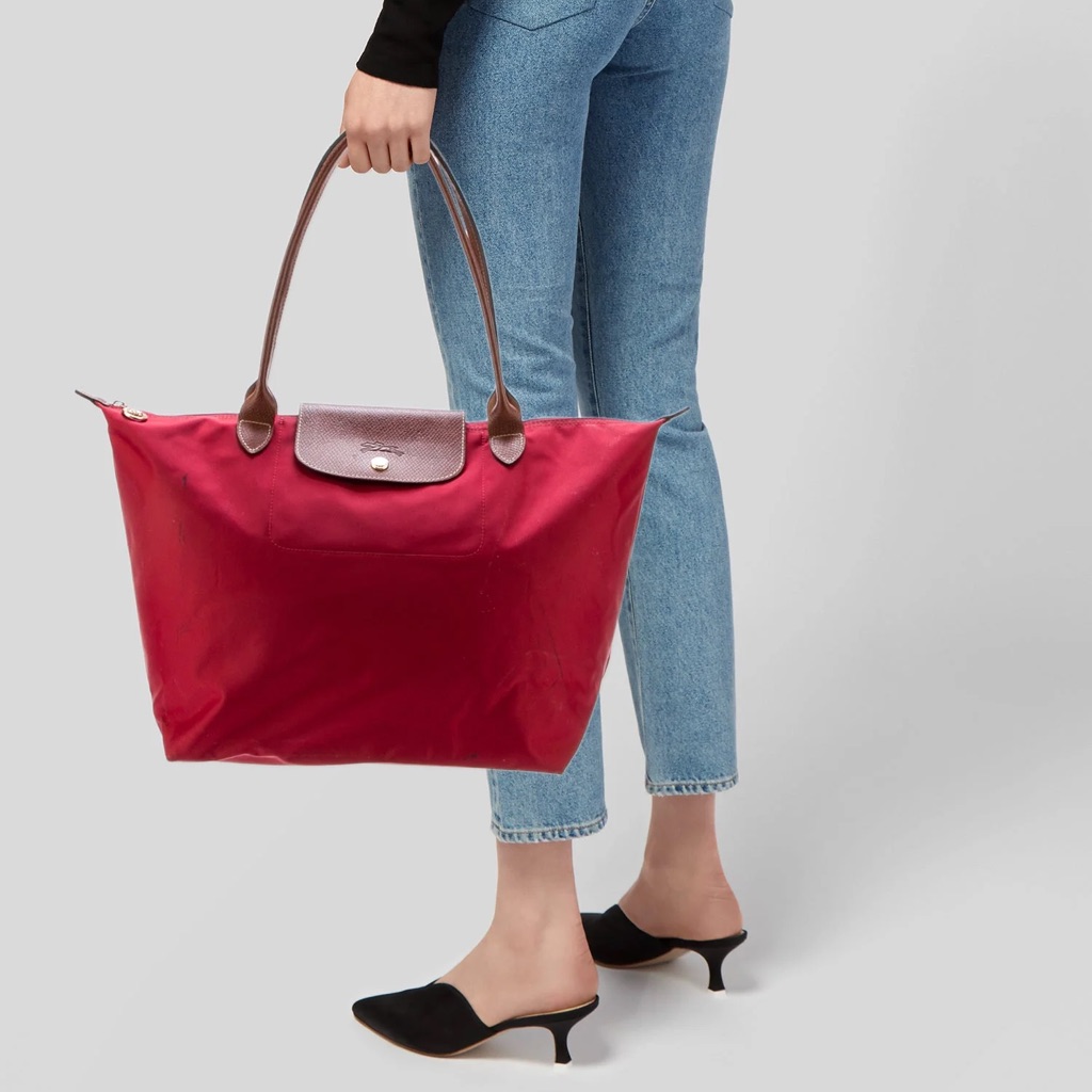 Longchamp Red Nylon Le Pliage Tote Used Condition Sold As Is